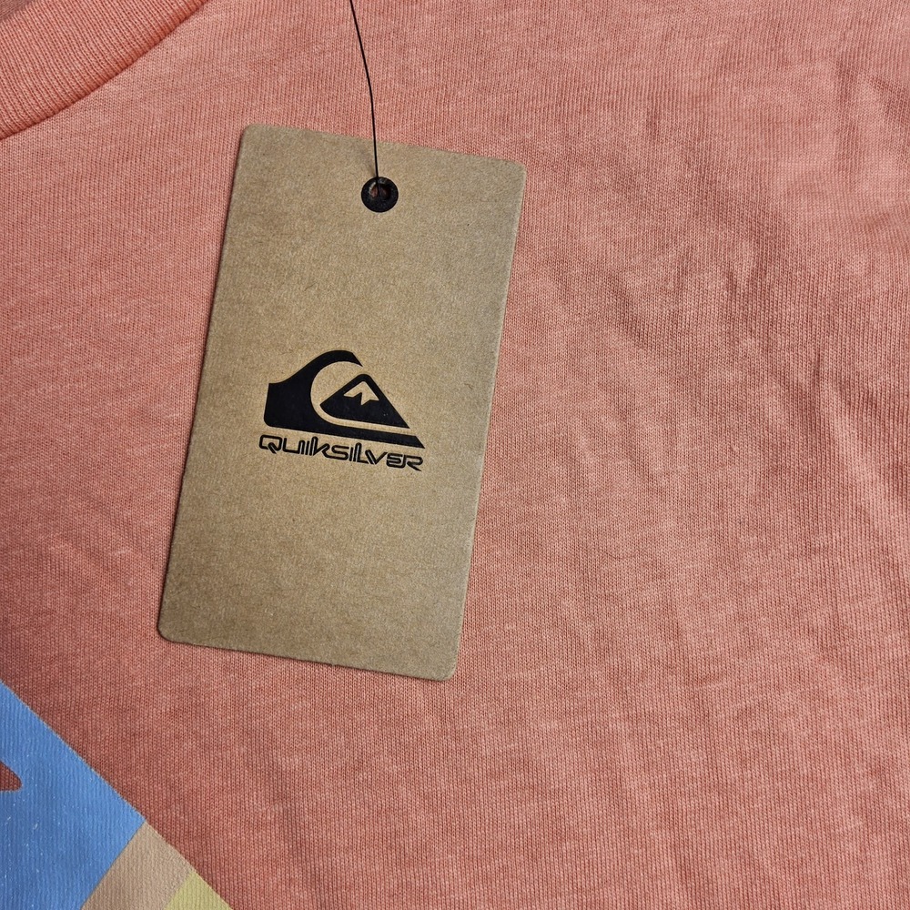 Quiksilver Boys T-Shirt Graphic Logo Tee Peach Orange Size L 14/16 New With Tags - Picture 3 of 6